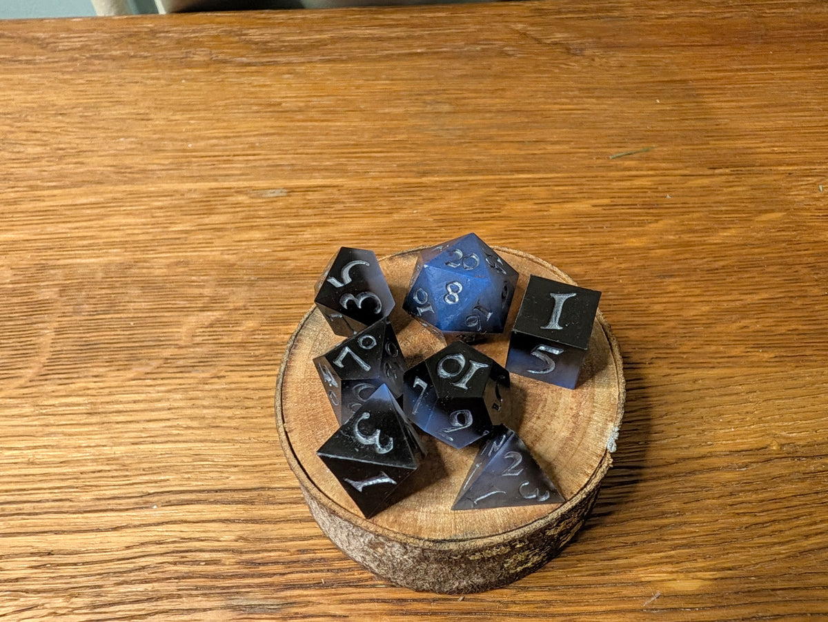 Black and Glowing - Polyhederal Dice Set