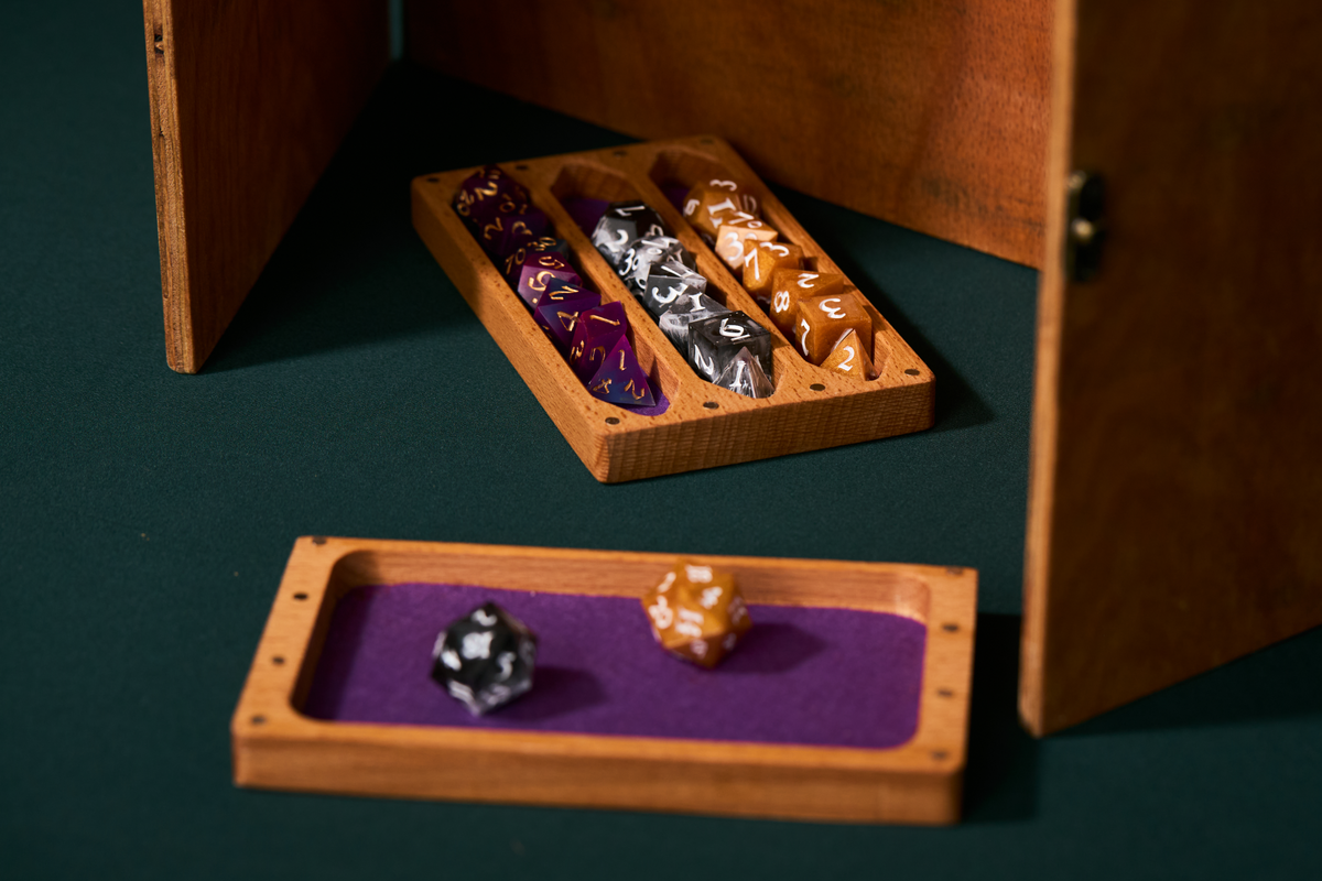 Dice tray in front of DM Screen