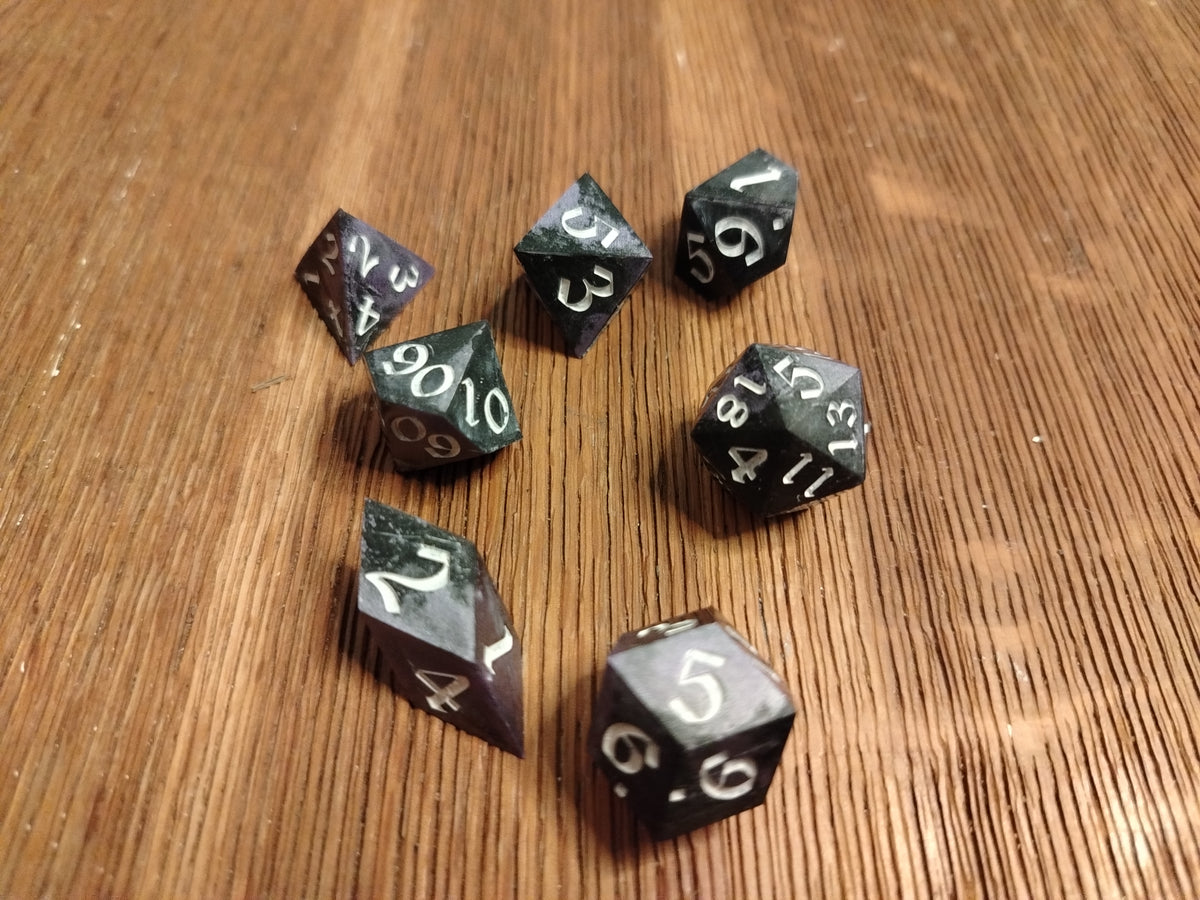 Indigo on Black - Poyhederal Dice Set