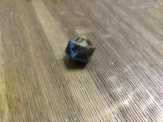 Gold and Blue - Spindown D20 Die