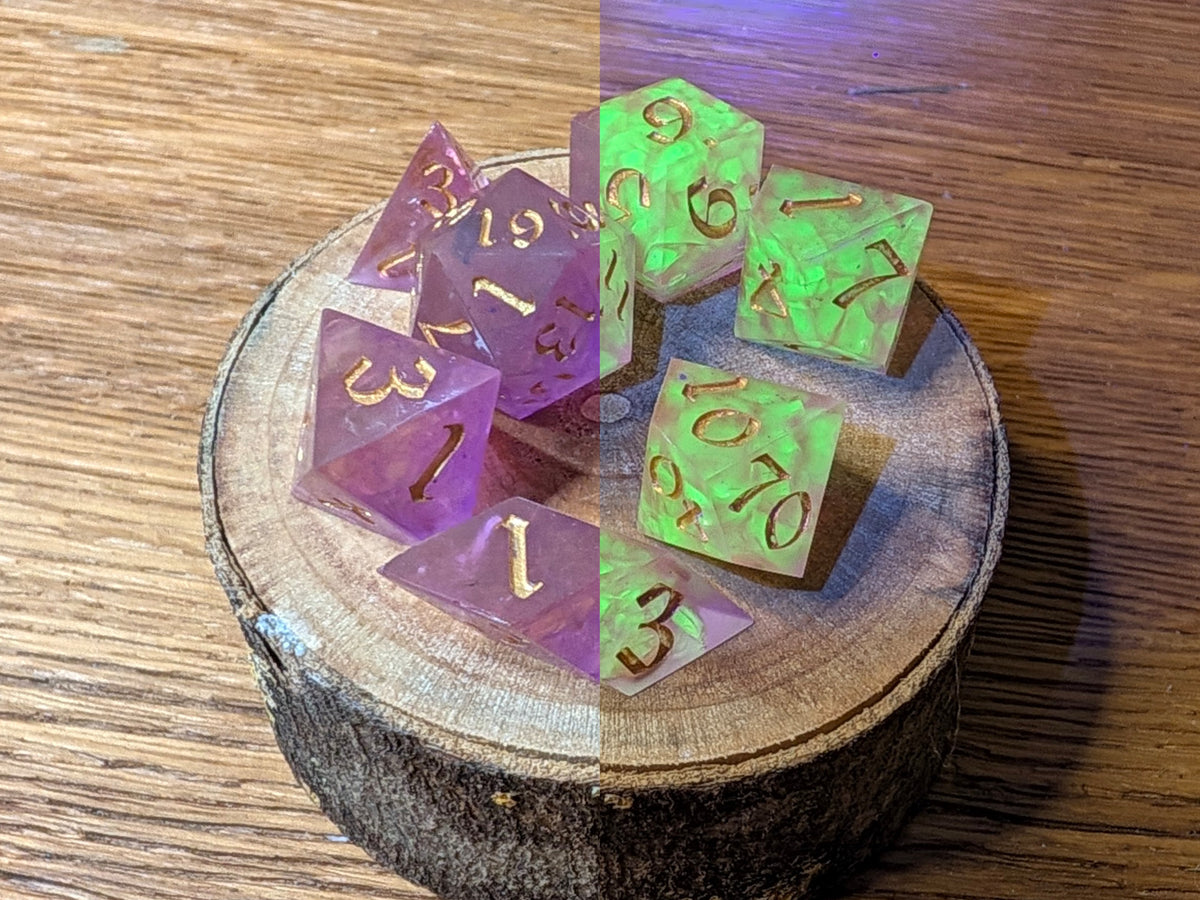 Pink Uranium - Polyhedral Dice Set
