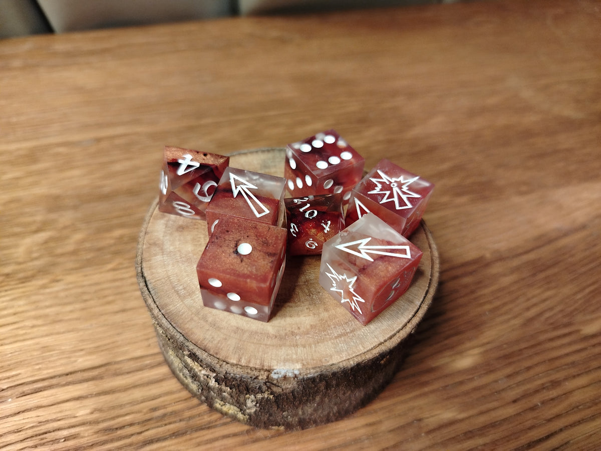 Lava Themed Bloodbowl Dice Set