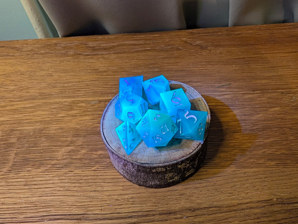 Glowing Blue - Polyhederal Dice Set