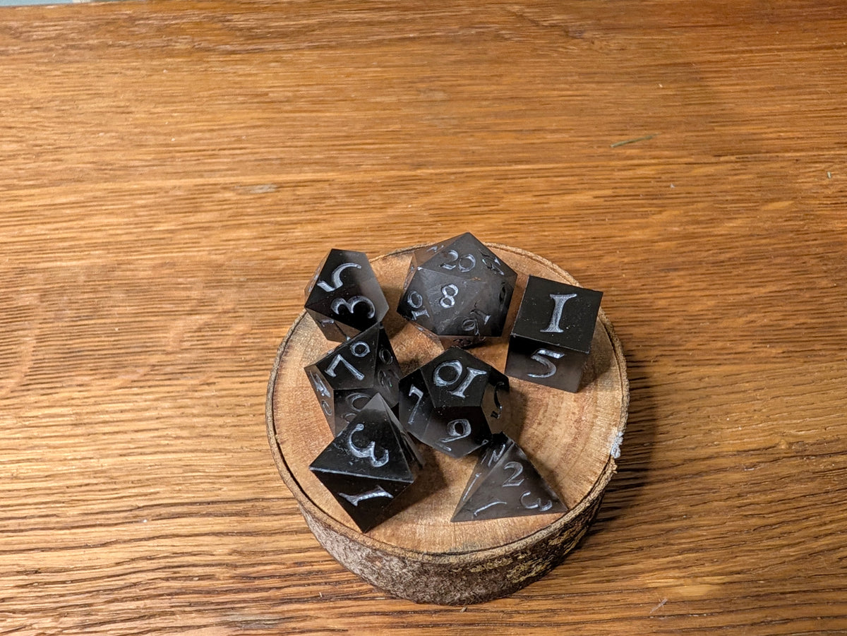 Black and Glowing - Polyhederal Dice Set
